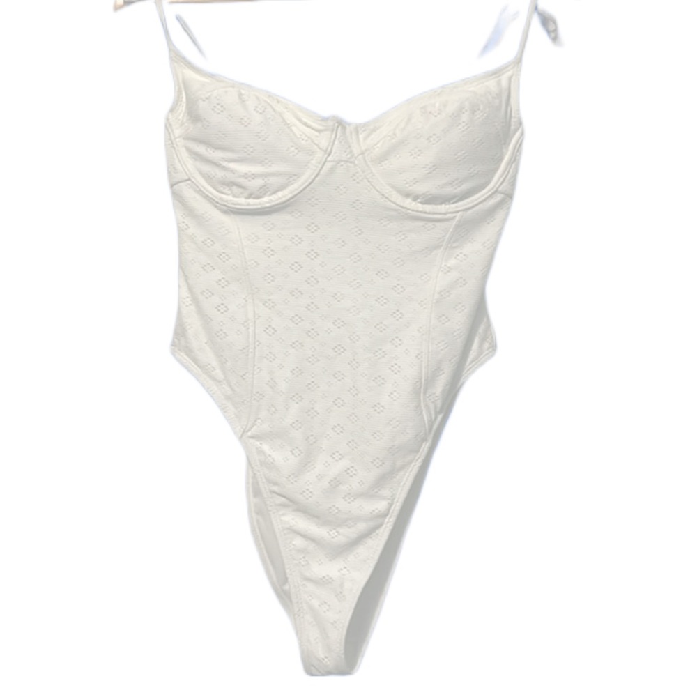 White one piece bathing suit large